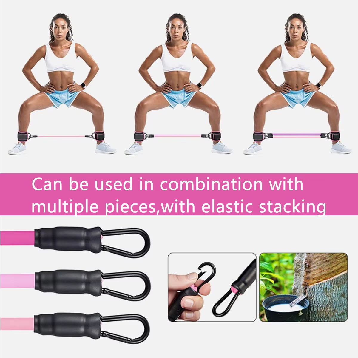 Ankle Straps Pull Rope Set Resistance Bands Foldable TPR Material Gym Fitness Equipment Ankle Cuffs Leg Expander Strength Yoga