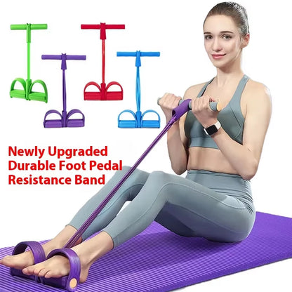 Home Yoga Four-Tube Elastic Resistance Band Full Body Stretch Rope Sit-Up Aid for Step Platforms