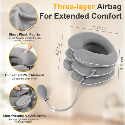 Neck Stretcher, Cervical Neck Traction Device for Instant Neck Pain Relief, Inflatable & Adjustable Neck Support Brace, Neck Traction Pillow for Home Use Neck Decompression